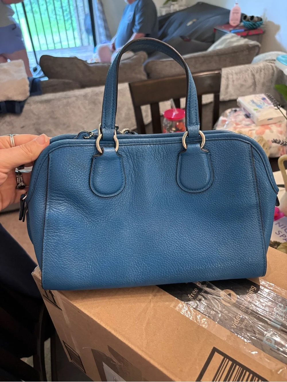 Coach Pebble Leather Satchel with silver Hardware